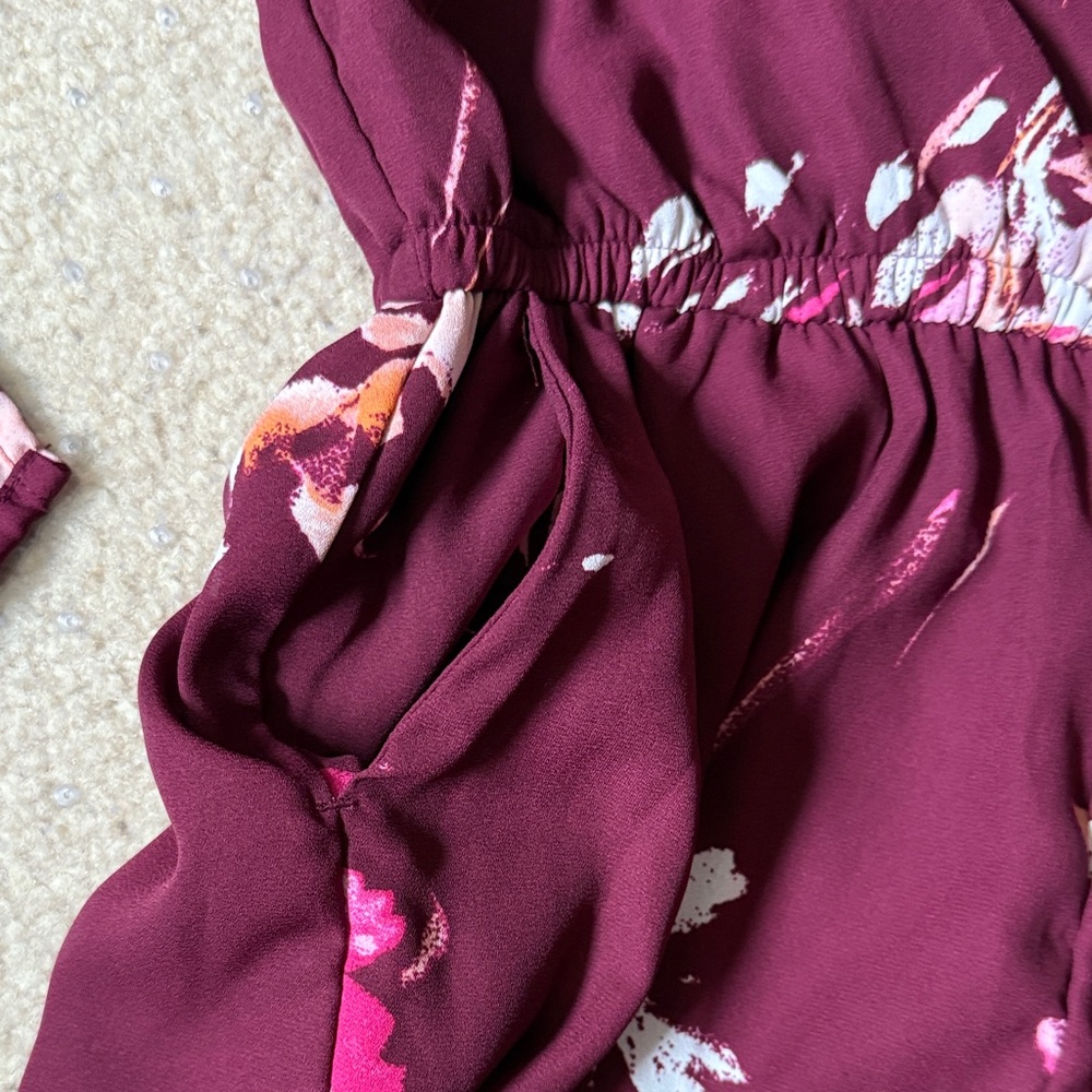 Arizona Jean Company Burgundy Floral Romper - Picture 6 of 7